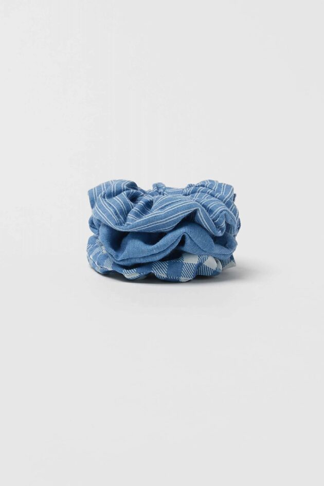 Pack of Three Denim Scrunchies